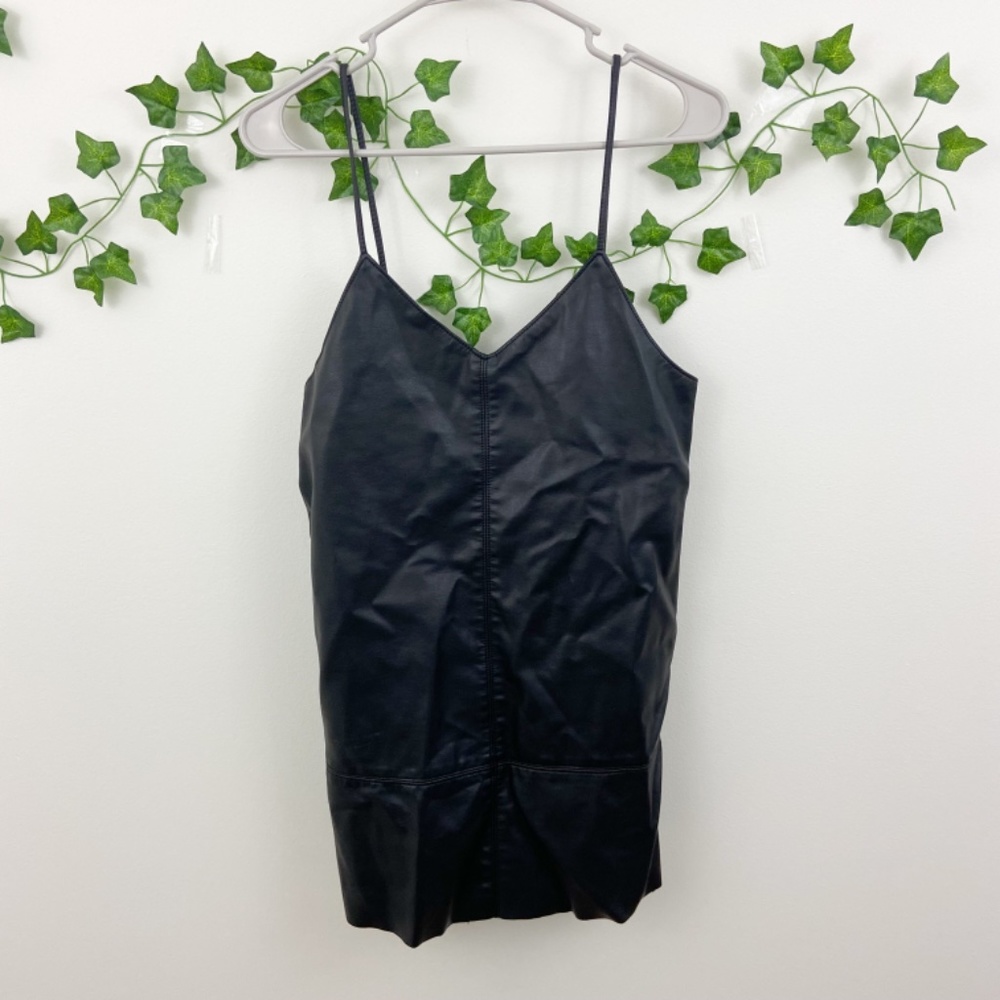 We The Free Free people black slip into something faux leather mini dress XS - Picture 4 of 9
